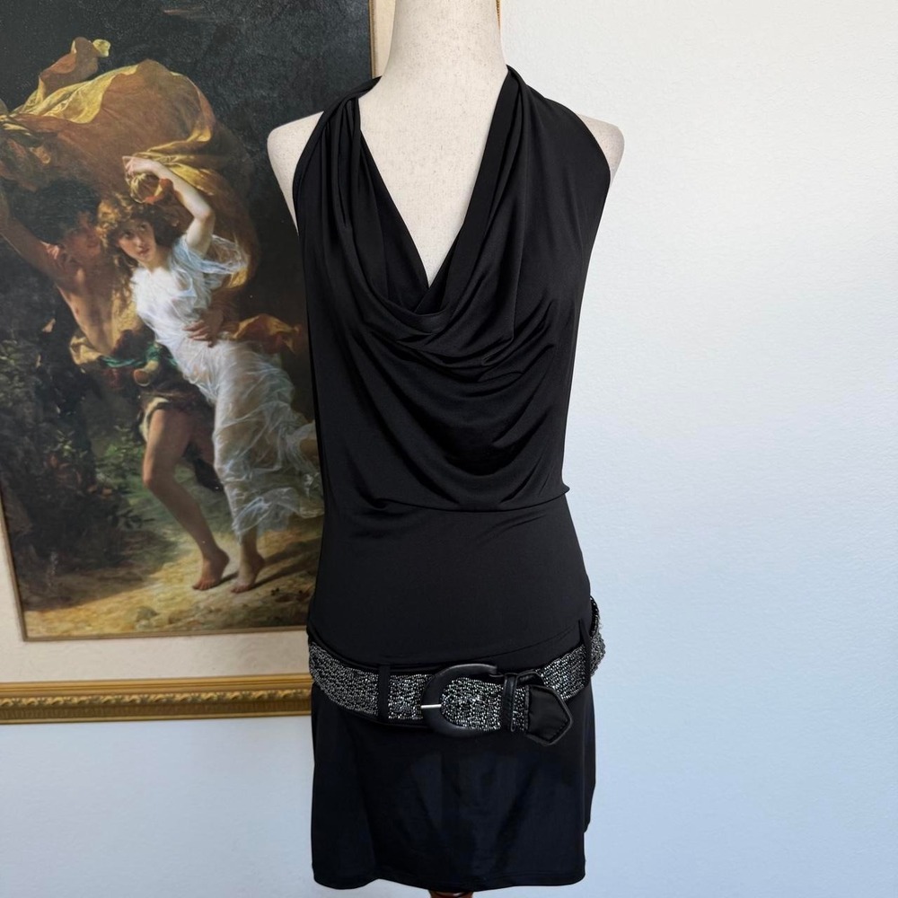 Y2K Halter Club Dress with Belt Detail